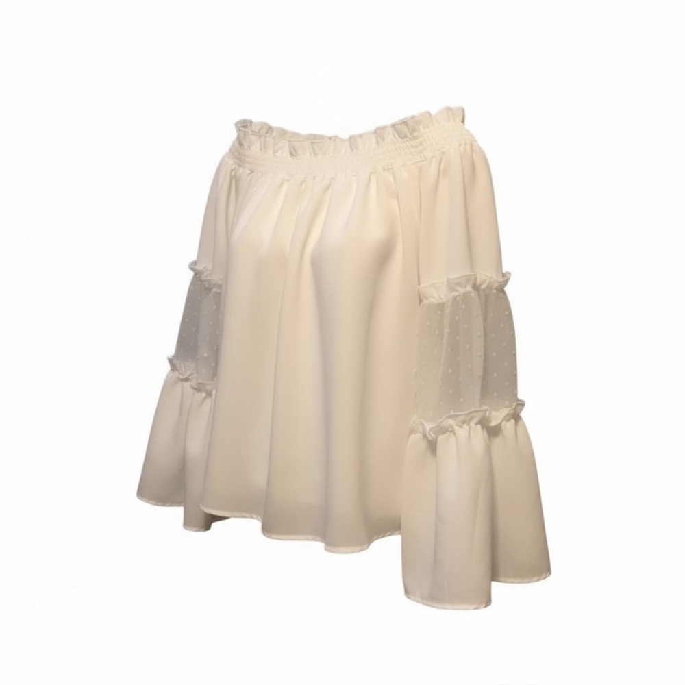 Francesca's Collections Cream Off-Shoulder Blouse - Picture 3 of 7